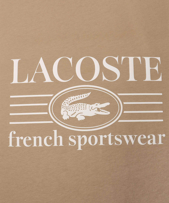 Lacoste Classic Fit Cotton Print Jersey Tee - Taupe