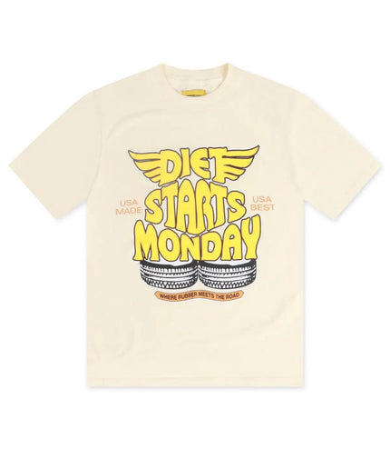 DIET STARTS MONDAY TIRE TEE - ANTIQUE WHITE DIETSTARTSMONDAY