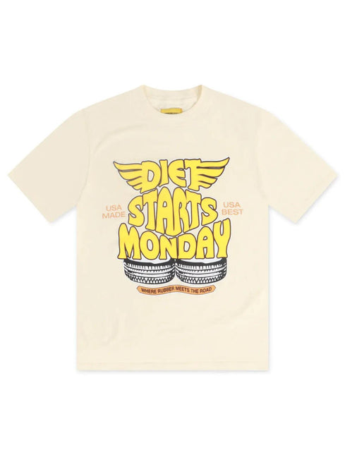 DIET STARTS MONDAY TIRE TEE - ANTIQUE WHITE DIETSTARTSMONDAY