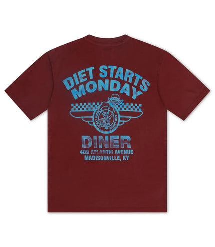 DIET STARTS MONDAY DINER TEE - MAROON DIETSTARTSMONDAY