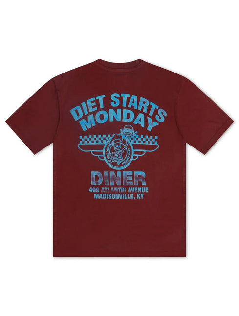 DIET STARTS MONDAY DINER TEE - MAROON DIETSTARTSMONDAY