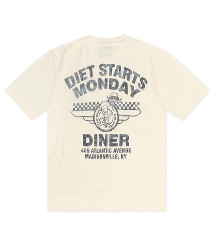 DIET STARTS MONDAY DINER TEE - ANTIQUE WHITE DIETSTARTSMONDAY