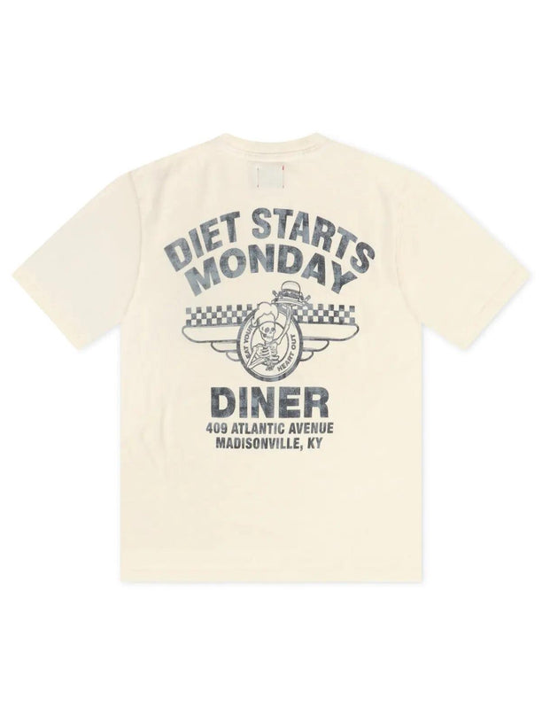 DIET STARTS MONDAY DINER TEE - ANTIQUE WHITE DIETSTARTSMONDAY