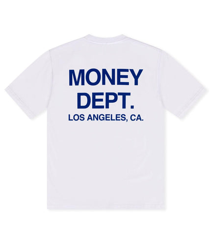 Money Dept. Los Angeles Heavyweight Tee - White/Blue - Denim Exchange 