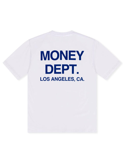 Money Dept. Los Angeles Heavyweight Tee - White/Blue - Denim Exchange 