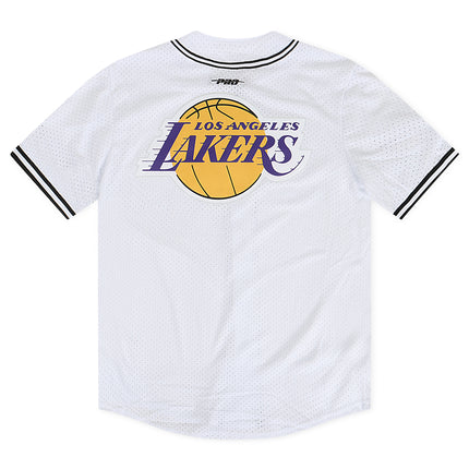 Pro Standard LA Lakers Script Tail Mesh Button Down Shirt - White/Black