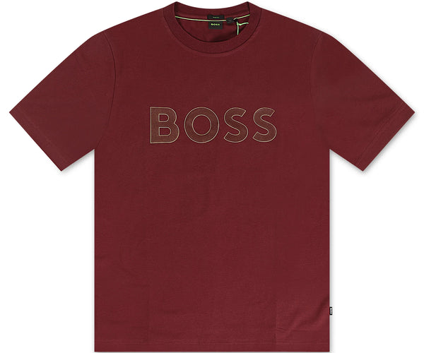 Hugo Boss Stretch Cotton Tee Logo - Burgundy - Denim Exchange