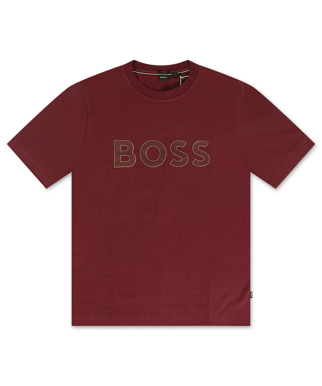 Hugo Boss Stretch Cotton Tee Logo - Burgundy