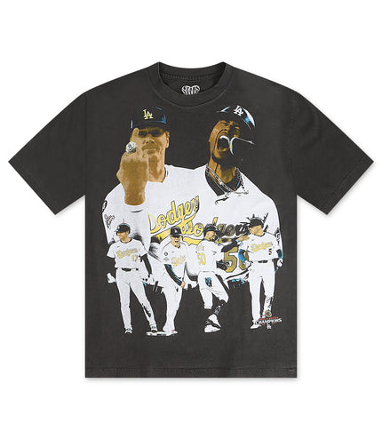 Stargazing LA Dodgers Kike Middle Finger Tee - Charcoal