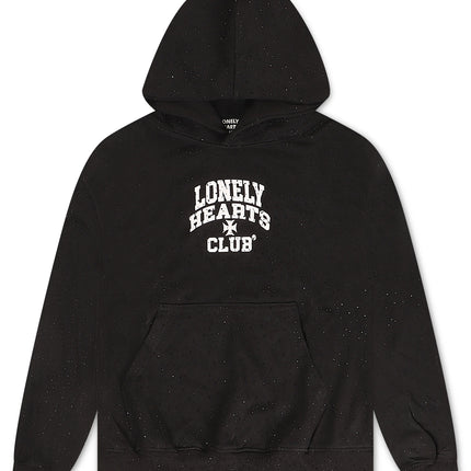 Lonely Hearts All Over Rhinestone Hoodie - Black