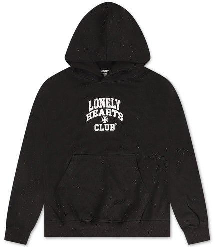 Lonely Hearts All Over Rhinestone Hoodie - Black