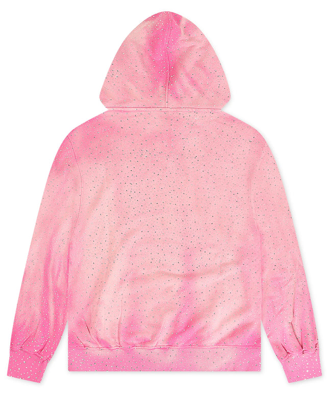 Lonely Hearts All Over Rhinestone Hoodie – Pink