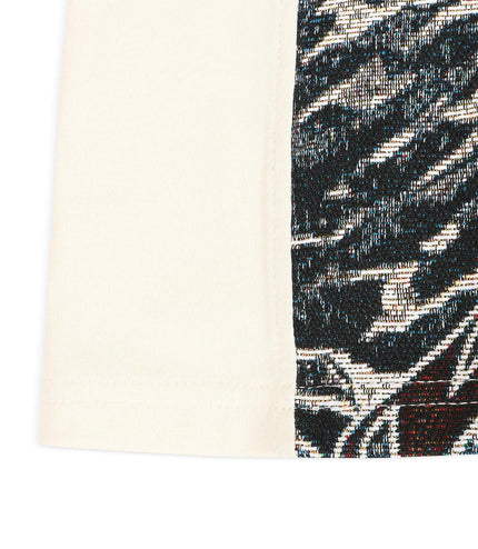 Majestik Mens Rock On Skull Tapestry Jacquard Tee - Eggshell