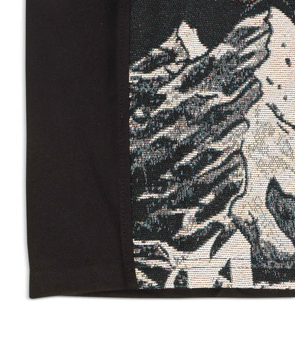 Majestik Mens Rock On Skull Tapestry Jacquard Tee - Black
