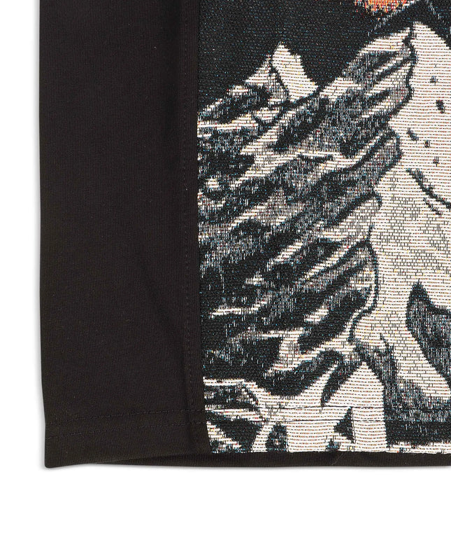Majestik Mens Rock On Skull Tapestry Jacquard Tee - Black