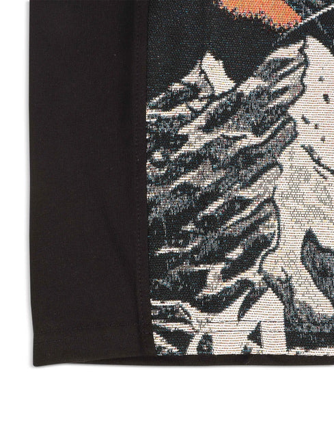 Majestik Mens Rock On Skull Tapestry Jacquard Tee - Black