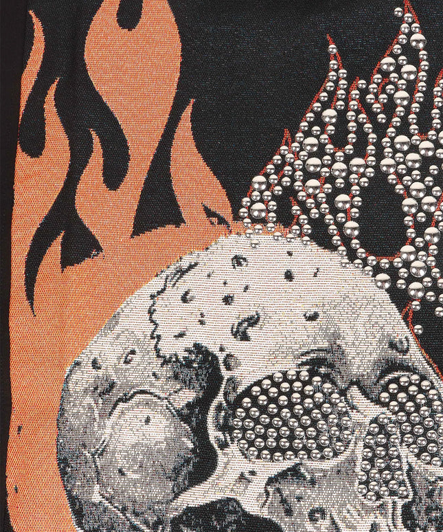 Majestik Mens Rock On Skull Tapestry Jacquard Tee - Black