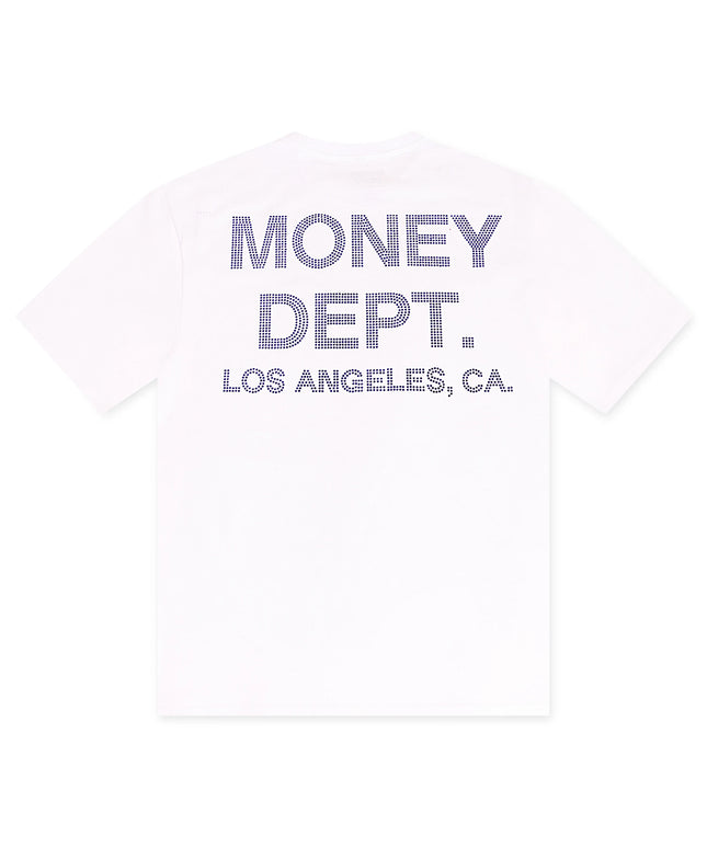 Money Dept. Rhinestone Tee - White/Blue