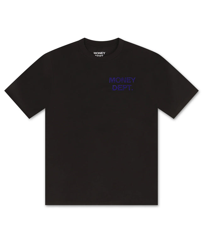 Money Dept. Rhinestone Tee - Black/Blue - Denim Exchange