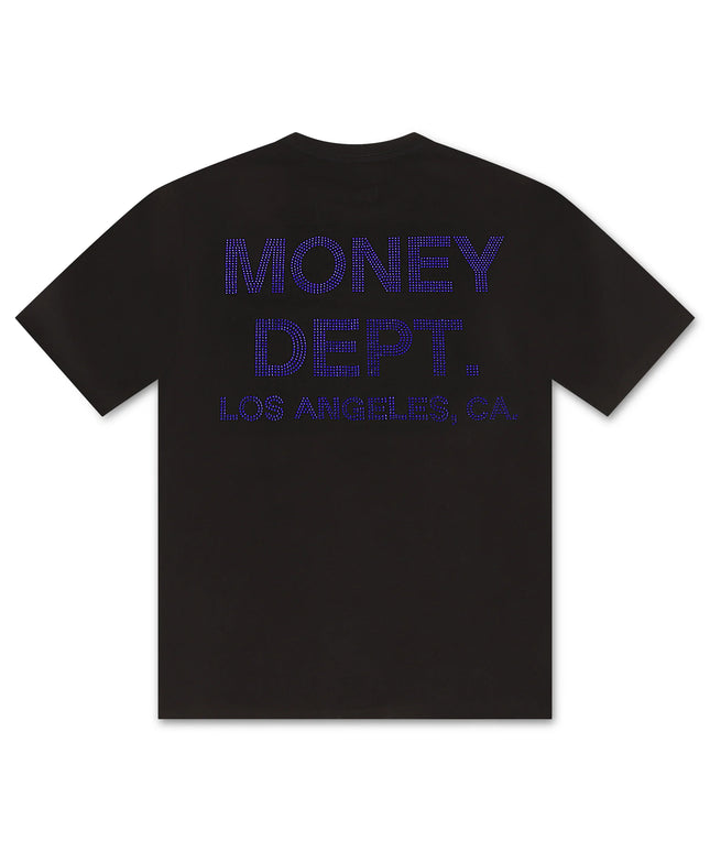 Money Dept. Rhinestone Tee - Black/Blue