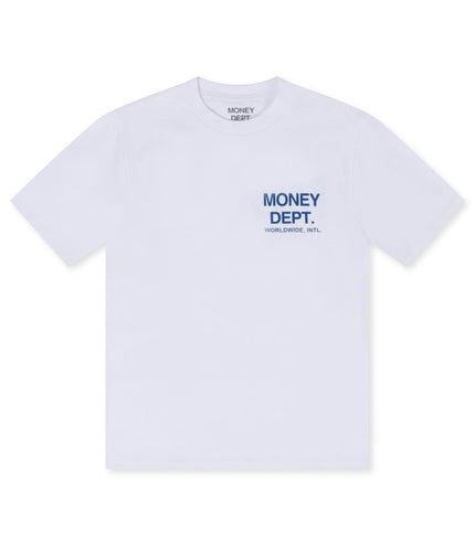 MONEY DEPT. LOS ANGELES HEAVYWEIGHT TEE - WHITE/BLUE MONEY DEPT