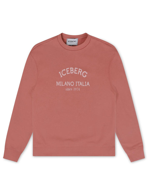 ICEBERG INSTITUTIONAL LOGO CREWNECK - SALMON ICEBERG