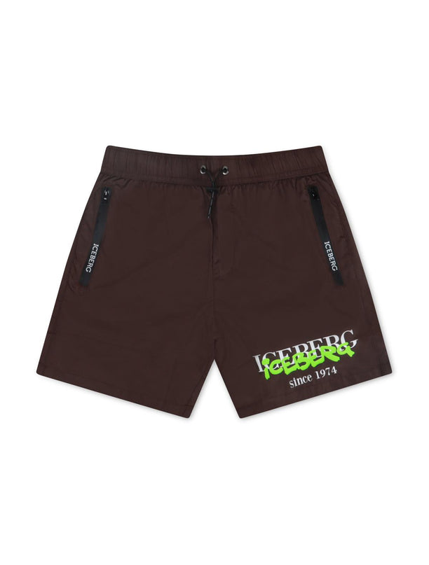 ICEBERG BEACHWEAR SHORTS - BROWN ICEBERG