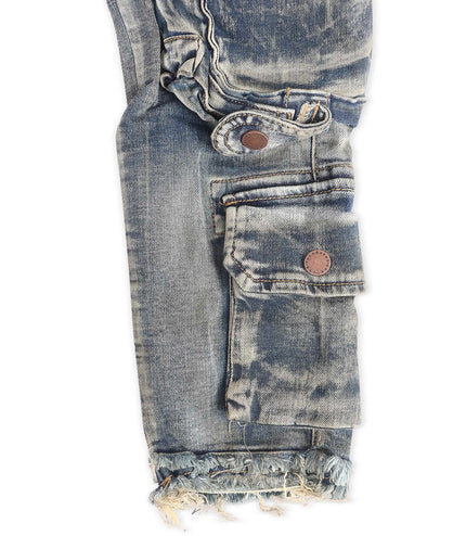 Valabasas Cliff Jump Cargo Jeans - Dirty Blue Wash