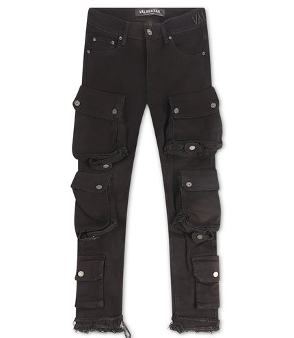Valabasas Cliff Jump Cargo Jeans - Black Wash