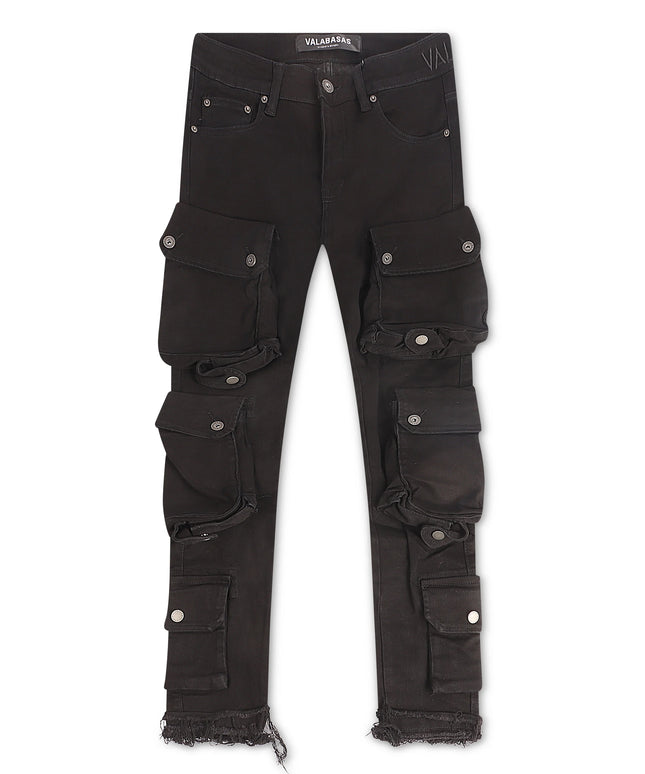 Valabasas Cliff Jump Cargo Jeans - Black Wash