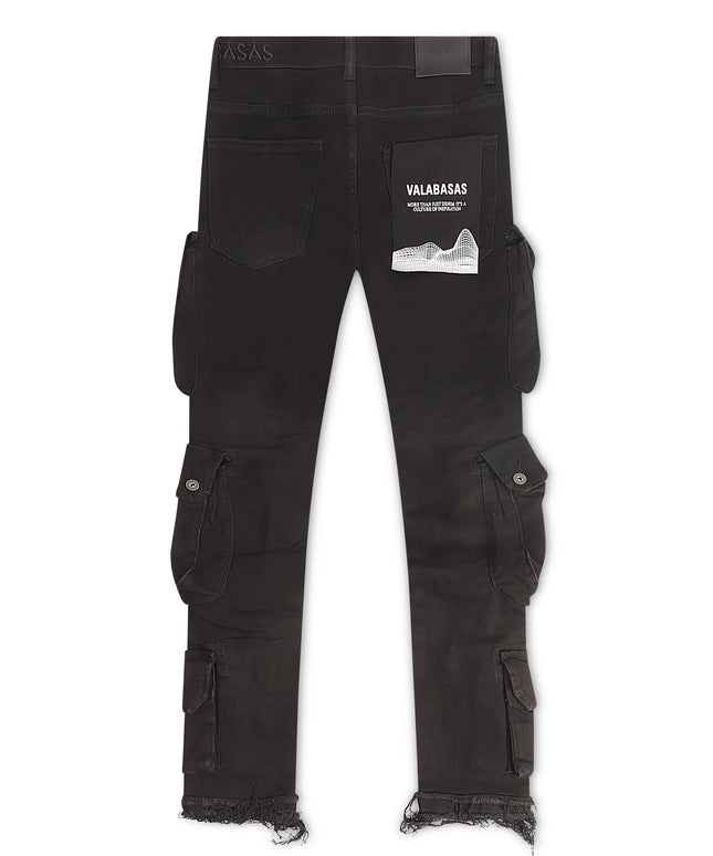 Valabasas Cliff Jump Cargo Jeans - Black Wash