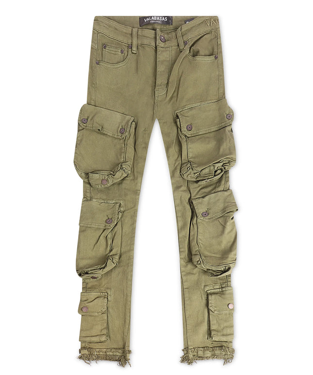 Valabasas Cliff Jump Cargo Jeans - Olive Wash