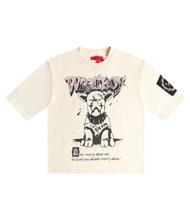 Wrathboy The Lord is My Shepherd Cropped Tee - Cream