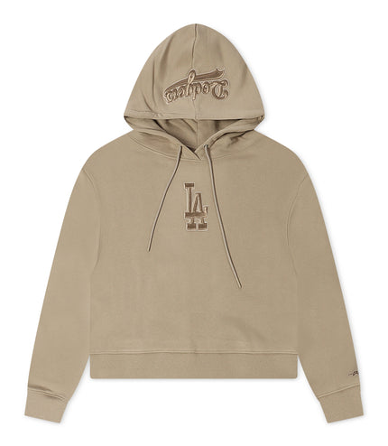 Pro Standard Womens LA Dodgers Cropped Hoodie - Taupe