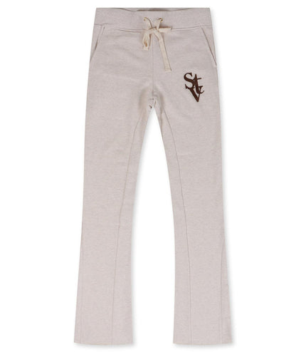 SERGE DE NIMES LOGO FLARE JOGGERS - HEATHER OATMEAL SERGE DE NIMES