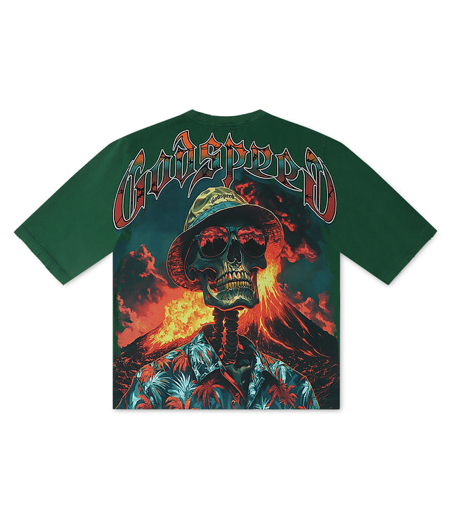 Godspeed Natural Disaster Oversized Cropped Tee - Forrest Green
