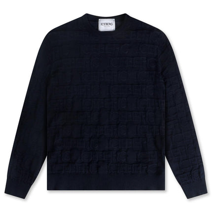 ICEBERG ALL OVER KNITTED SWEATER - NAVY ICEBERG