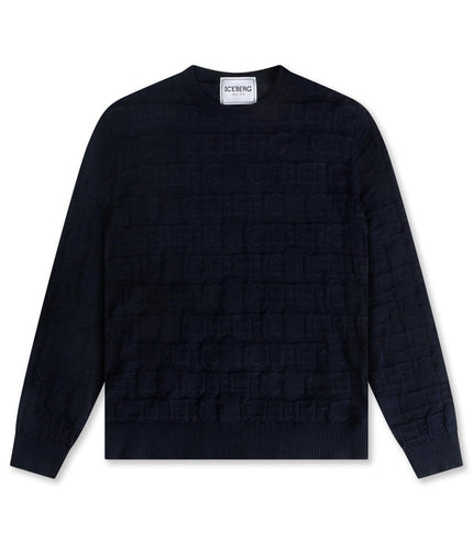 ICEBERG ALL OVER KNITTED SWEATER - NAVY ICEBERG