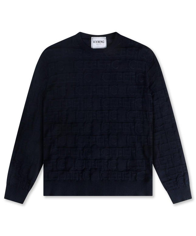 ICEBERG ALL OVER KNITTED SWEATER - NAVY ICEBERG