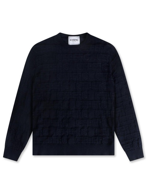 ICEBERG ALL OVER KNITTED SWEATER - NAVY ICEBERG