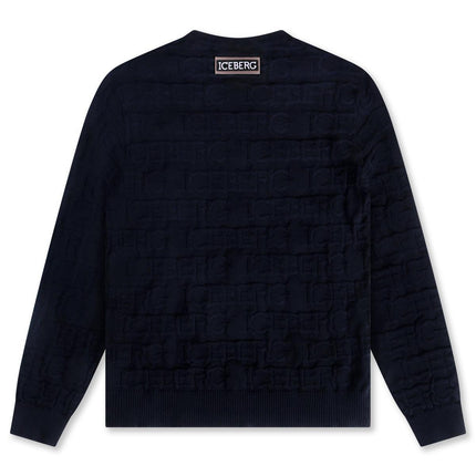 ICEBERG ALL OVER KNITTED SWEATER - NAVY ICEBERG