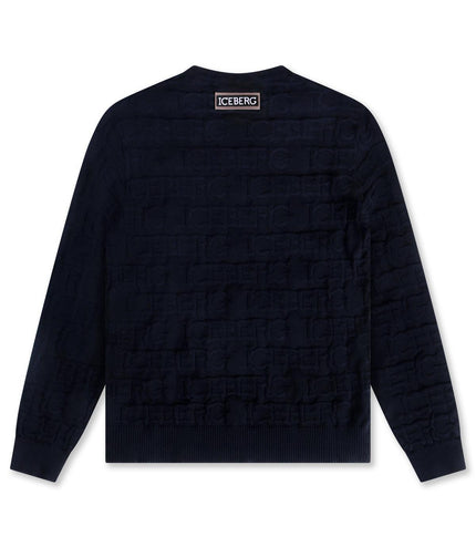 ICEBERG ALL OVER KNITTED SWEATER - NAVY ICEBERG