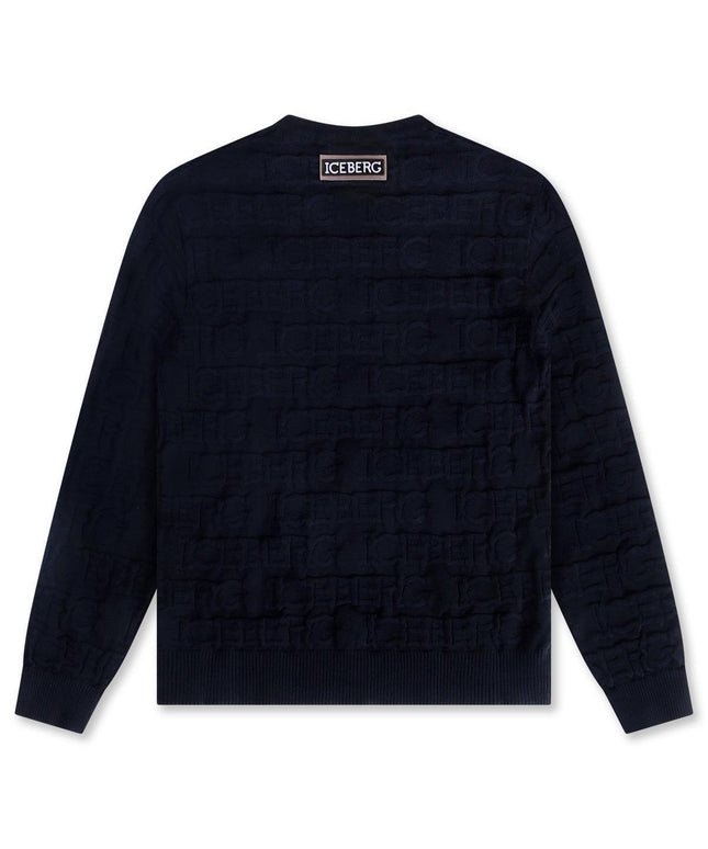 ICEBERG ALL OVER KNITTED SWEATER - NAVY ICEBERG