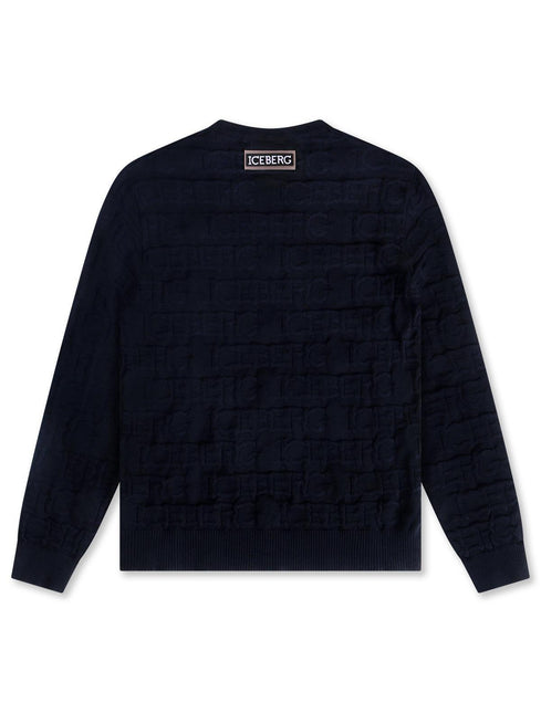 ICEBERG ALL OVER KNITTED SWEATER - NAVY ICEBERG