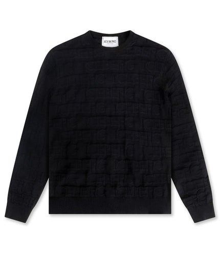 ICEBERG ALL OVER KNITTED SWEATER - BLACK ICEBERG