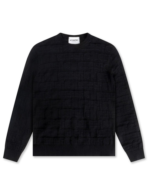 ICEBERG ALL OVER KNITTED SWEATER - BLACK ICEBERG