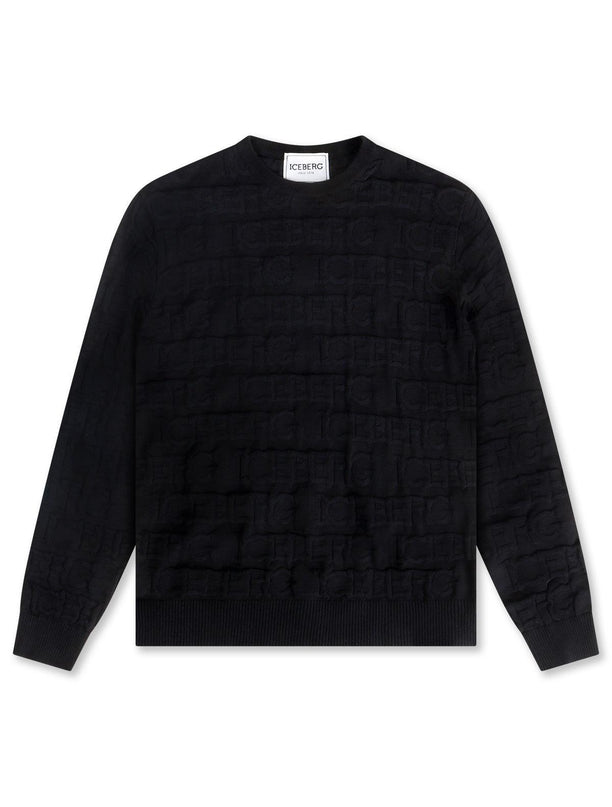 ICEBERG ALL OVER KNITTED SWEATER - BLACK ICEBERG