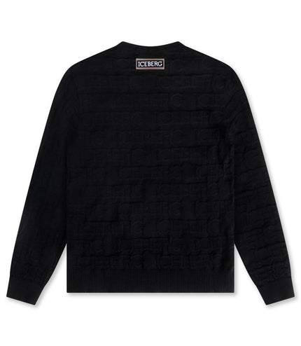 ICEBERG ALL OVER KNITTED SWEATER - BLACK ICEBERG