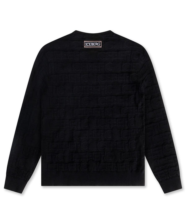 ICEBERG ALL OVER KNITTED SWEATER - BLACK ICEBERG