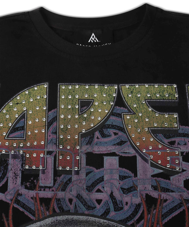 Paper Money Eightball Rhinestone Cropped Tee - Black